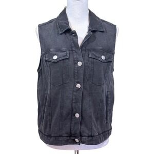 Z Supply Knit Denim Moto Vest, Black Large NWT, edgy, urban casual, layering